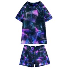 Abstract Atom Background Kids  Swim Tee And Shorts Set