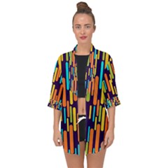 Illustration Abstract Line Open Front Chiffon Kimono by Alisyart