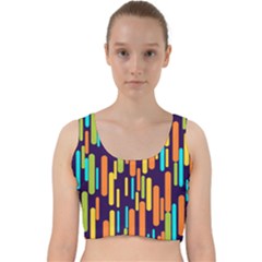 Illustration Abstract Line Velvet Racer Back Crop Top