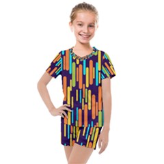 Illustration Abstract Line Kids  Mesh Tee And Shorts Set
