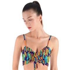 Illustration Abstract Line Woven Tie Front Bralet