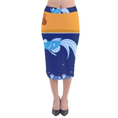 Fish Water Fisherman Velvet Midi Pencil Skirt by HermanTelo