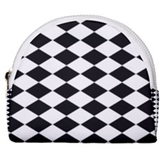 Black And White Rhombus Horseshoe Style Canvas Pouch