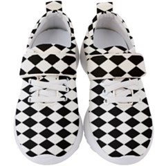 Black And White Rhombus Kids  Velcro Strap Shoes by ElenaIndolfiStyle