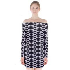Black And White Triangles Long Sleeve Off Shoulder Dress