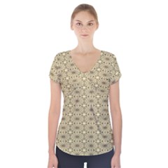 Digital Flowers Short Sleeve Front Detail Top by Sparkle