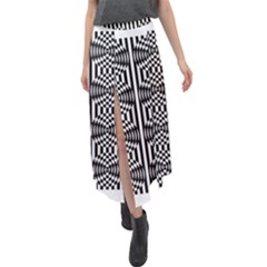 Optical Illusion Velour Split Maxi Skirt by Sparkle