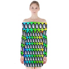 Geometric Balls Long Sleeve Off Shoulder Dress