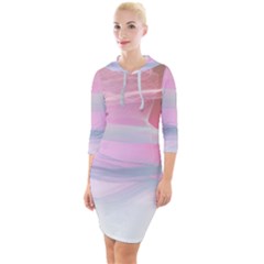 Pink Fractal Quarter Sleeve Hood Bodycon Dress by Sparkle