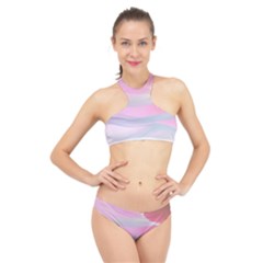 Pink Fractal High Neck Bikini Set by Sparkle