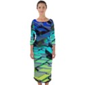 Digital Abstract Quarter Sleeve Midi Bodycon Dress View1