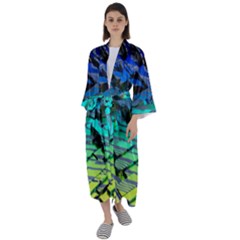 Digital Abstract Maxi Satin Kimono by Sparkle