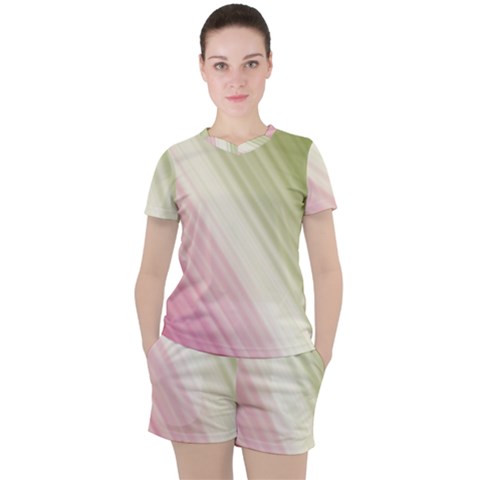 Pink Green Women s Tee And Shorts Set by Sparkle