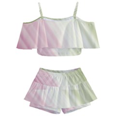 Pink Green Kids  Off Shoulder Skirt Bikini by Sparkle