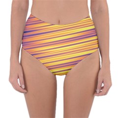 Orange Strips Reversible High-waist Bikini Bottoms by Sparkle