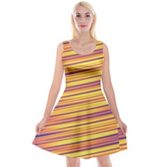 Orange Strips Reversible Velvet Sleeveless Dress by Sparkle