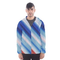 Blue White Men s Hooded Windbreaker by Sparkle