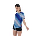 Blue White Asymmetrical Short Sleeve Sports Tee View2