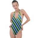 Blueglow Backless Halter One Piece Swimsuit View1