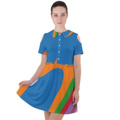 Rainbow Road Short Sleeve Shoulder Cut Out Dress  by Sparkle