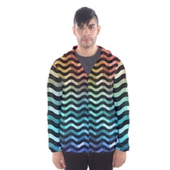 Digital Waves Men s Hooded Windbreaker by Sparkle