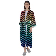 Digital Waves Maxi Satin Kimono by Sparkle