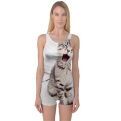 Laughing Kitten One Piece Boyleg Swimsuit by Sparkle