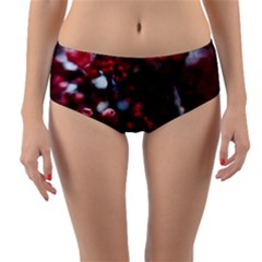 Red Floral Reversible Mid-waist Bikini Bottoms by Sparkle