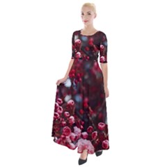 Red Floral Half Sleeves Maxi Dress by Sparkle