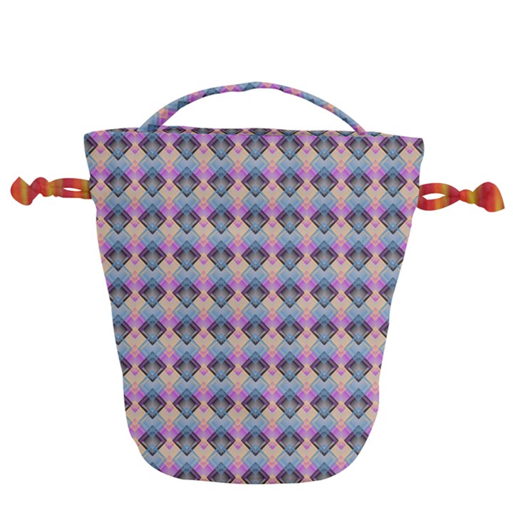 Pink And Blue Drawstring Bucket Bag