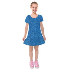 Blue Sparkles Kids  Short Sleeve Velvet Dress by ElenaIndolfiStyle