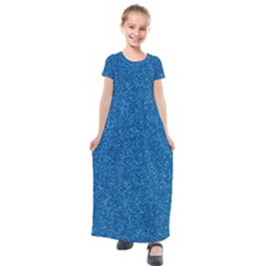 Blue Sparkles Kids  Short Sleeve Maxi Dress by ElenaIndolfiStyle