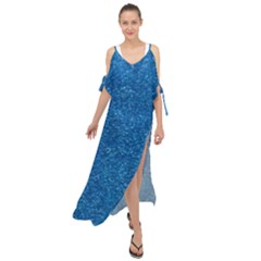 Blue Sparkles Maxi Chiffon Cover Up Dress