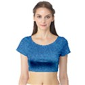 Blue Sparkles Short Sleeve Crop Top View1