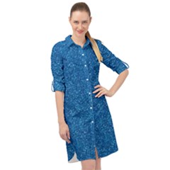 Blue Sparkles Long Sleeve Mini Shirt Dress by ElenaIndolfiStyle