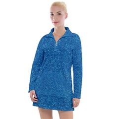 Blue Sparkles Women s Long Sleeve Casual Dress