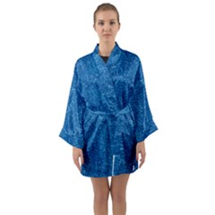 Blue Sparkles Long Sleeve Satin Kimono