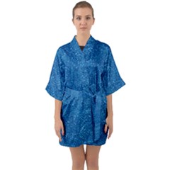 Blue Sparkles Half Sleeve Satin Kimono 
