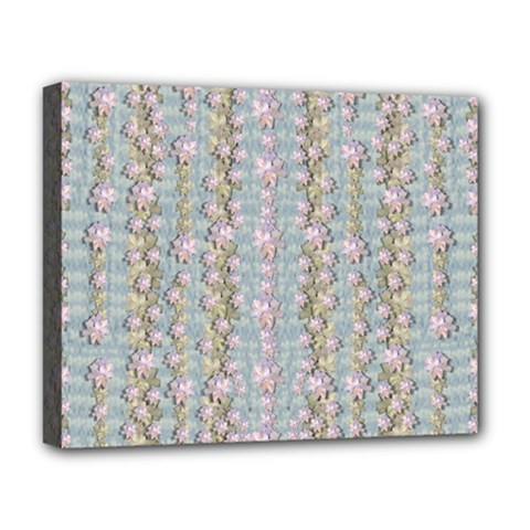 Summer Florals In The Sea Pond Decorative Deluxe Canvas 20  X 16  (stretched) by pepitasart