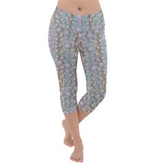 Summer Florals In The Sea Pond Decorative Lightweight Velour Capri Yoga Leggings by pepitasart