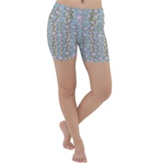 Summer Florals In The Sea Pond Decorative Lightweight Velour Yoga Shorts by pepitasart