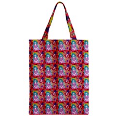 Blue Haired Girl Pattern Red Zipper Classic Tote Bag