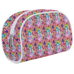 Blue Haired Girl Pattern Pink Makeup Case (medium) by snowwhitegirl