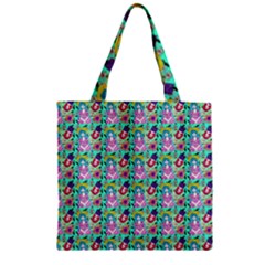 Blue Haired Girl Pattern Green Zipper Grocery Tote Bag by snowwhitegirl