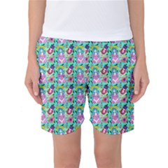 Blue Haired Girl Pattern Green Women s Basketball Shorts