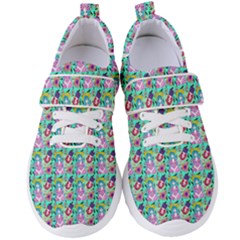 Blue Haired Girl Pattern Green Women s Velcro Strap Shoes