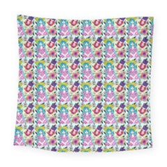 Blue Haired Girl Pattern Blue Square Tapestry (large)