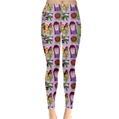 Purple Glasses Girl Pattern Lilac Leggings  by snowwhitegirl