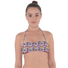 Purple Glasses Girl Pattern Lilac Halter Bandeau Bikini Top