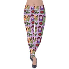 Purple Glasses Girl Pattern Lilac Velvet Leggings by snowwhitegirl